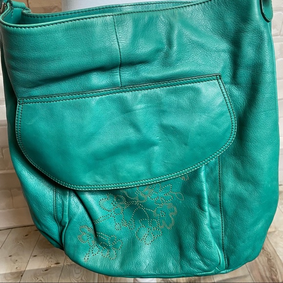 ESCADA Large Leather Turquoise Purse Bag RARE